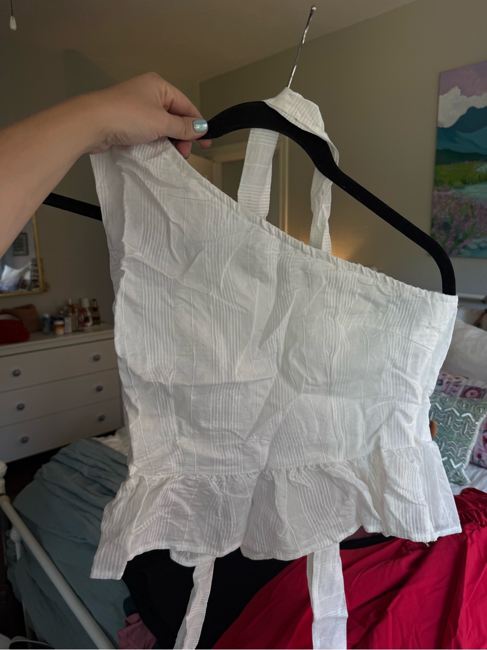Petal & Pup White Ruffle-Hem Sleeveless Top